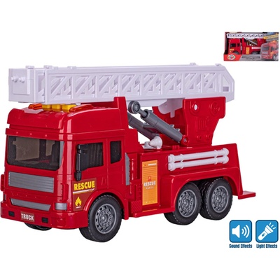 Mikro Trading Auto hasiči žebřík 28cm na setrvačník na baterie se světlem a zvukem v krabičce