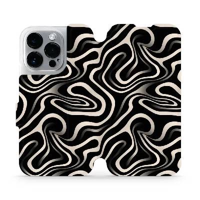 Flipové pouzdro Mobiwear - Apple iPhone 14 Pro - VA63S Vlnky a linky (Knížkové flip pouzdro, obal, kryt na mobil Apple iPhone 14 Pro - VA63S Vlnky a linky, materiál Umělá kůže + TPU - ochrana 360°, st