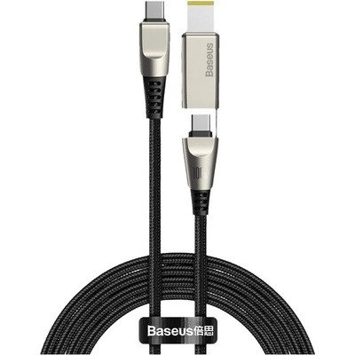 Baseus USB-C кабел с допълнителен адаптер за Lenovo лаптопи и бързо зареждане на устройства с USB-C порт (200 см) - Baseus Flash Series 2-in-1 USB-C & Lenovo Square Plug Cable (CA1T2-B01) (черен) (CA1T2-E01)