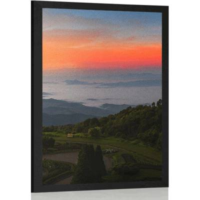 Plakát večerní západ slunce nad Thajskem - 20x30 black