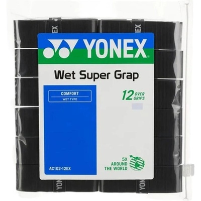 YONEX Грипове Yonex WET SUPER GRAP Black - 12 броя (AC102-12EX BK)