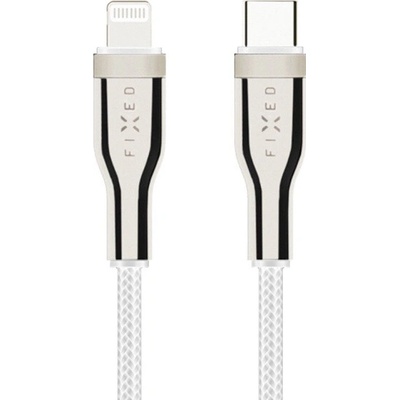 Fixed FIXDB-CL12-WH opletený nabíjací a dátový, PD 60W USB-C/Lightning - MFi na iPhone/iPad/iPod/AirPods, 1,2m, bílý