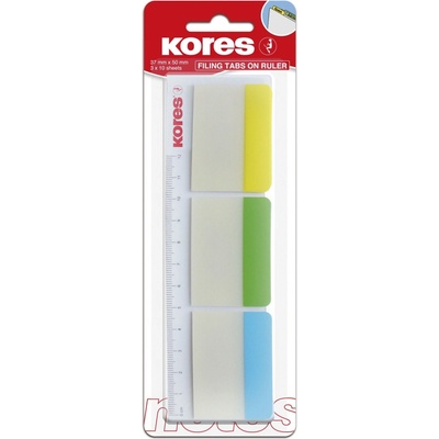 Samolepící popisovací rozřaďovač na pravítku 50x37 mm / 3 barvy / 10 lístků á barva