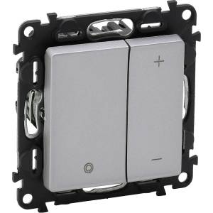 LEGRAND Димер бутонен R3-400W L3-400VA LED3-75W цвят алуминий Valena Life - 752362 (752362)