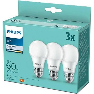 Philips A60 E27 8W 806lm 4000K 3x (8718699694944)