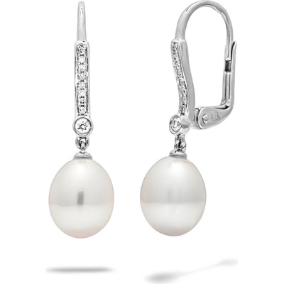 Blink-Blink luxusné diamantové náušnice z bieleho zlata s Perlou 3266BPA