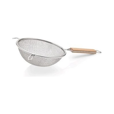 Cedník s dřevěnou rukojetí 27 cm oko 1 mm