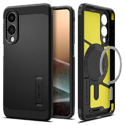 Удароустойчив, твърд кейс с MagSafe за Samsung Galaxy S25 Edge от Spigen Tough Armor Mag - Черен (8800283302547)