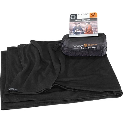 Cocoon Завивка Cocoon Merino Wool Silk Travel Blanket Blanket - Black - размер 180 x 140 cm (558-0034-0411)