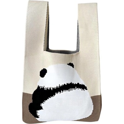Annam Panda tote bag khaki 35 × 20 cm