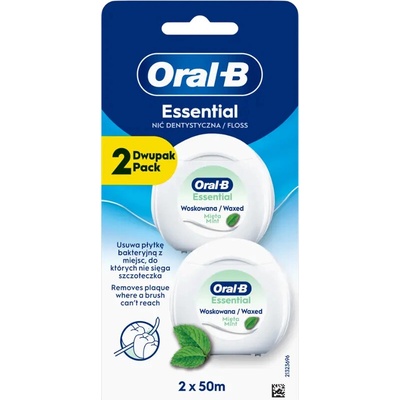 Oral-B Voskovaná zubní nit pro úzké prostory Essential Máta 50 m