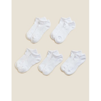 Marks & Spencer Комплект от пет чифта дамски спортни чорапи в бяло Marks & Spencer Trainer Liners Marks & Spencer | Byal | ЖЕНИ | 35 1/2-38