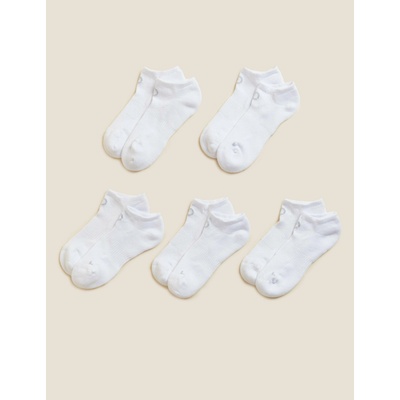 Marks & Spencer Комплект от пет чифта дамски спортни чорапи в бяло Marks & Spencer Trainer Liners Marks & Spencer | Byal | ЖЕНИ | 35 1/2-38