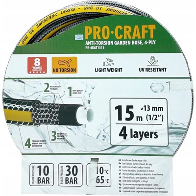 Procraft Čierno-žltá PR-4KAT1315 4-vrstvová 1/2" 15 m