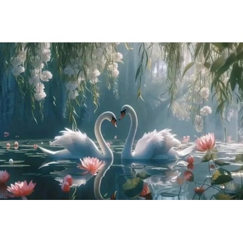 Norimpex - Puzzle Diamant painting: Swans 30x40cm - 1 - 39 piese