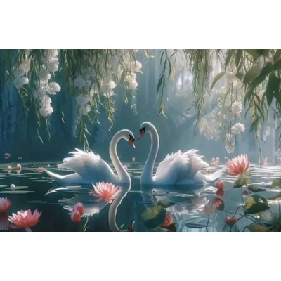 Norimpex - Puzzle Diamant painting: Swans 30x40cm - 1 - 39 piese