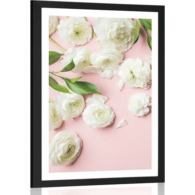 Plakát s paspartou růže v romantickém provedení - 30x45 black