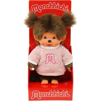 Monchhichi Мончичи момиче в розов пухкав пуловер 20см