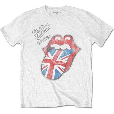 The Rolling Stones tričko Vintage British Tongue biela