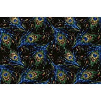 DIMEX ART s. r. o Флизелинов фототапет бродирани паунови пера 375 x 250 см
