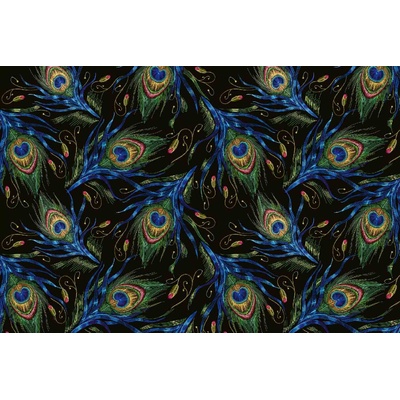 DIMEX ART Флизелинов фототапет бродирани паунови пера 375 x 250 см