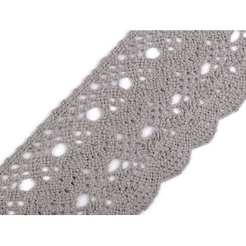 Bavlněná krajka paličkovaná šíře 75 mm METRÁŽ - 4 šedá perlová