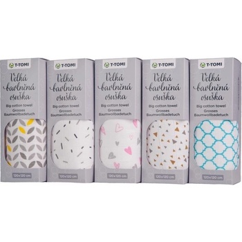 T-Tomi Osuška veľká bavlnená TETRA šedé pásiky