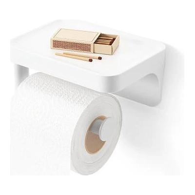 Umbra hk ltd (Канада) Стенна стойка за тоалетна хартия umbra flex adhesive с рафт за аксесоари - цвят бял (umbra 1021297-660)