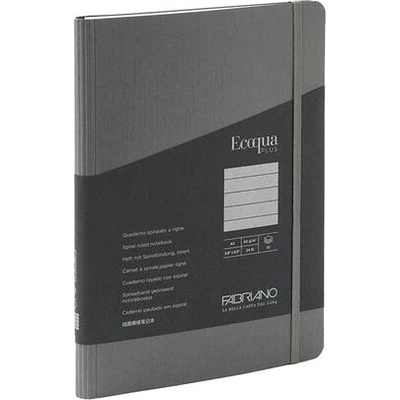 Fedrigoni Тетрадка Ecoqua , A5, картонена корица, със скрита спирала, 70 листа, антрацит (19042101)