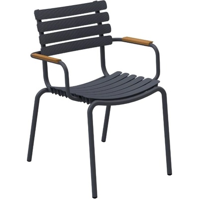 Šedá plastová zahradní židle HOUE ReClips s bambusovými područkami