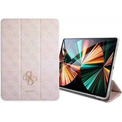 GUESS 4G Folio Cover - дизайнерски кожен кейс и поставка за iPad Pro 12.9 M1 (2021) (розов)