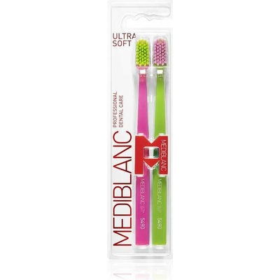 Mediblanc Zubní kartáček Ultra Soft Růžový/Zelený 2 ks