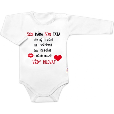 Body dlhý rukáv s vtipným textom Baby Nellys Vždy Milovat biele