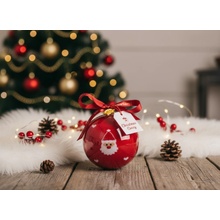 Vianočné ponožky SANTA v darčekovej guli s príveskom červená