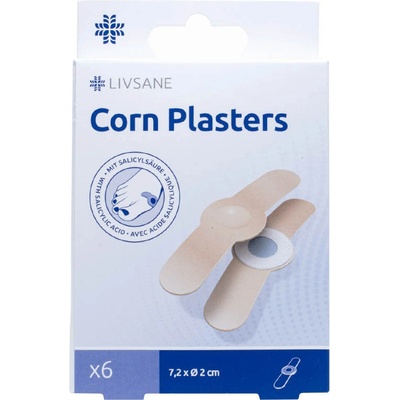 LIVSANE Náplasti na kurie oká s kyselinou salicylovou 7,2 x 2 cm 6 ks