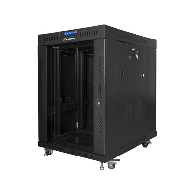 Lanberg rack cabinet 19" free-standing 15U/800x1000 (flat pack) with glass door lcd black v2 (FF01-8015-12BL)