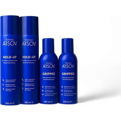 Tomas Arsov Profi styling pack 2 HOLD-UP lak na vlasy 2 x 300 ml + GRIPPED suchý texturizačný sprej 2 x 200 ml set