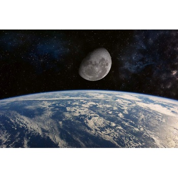 DIMEX ART s. r. o Флизелинов фототапет земя и луна 375 x 250 см