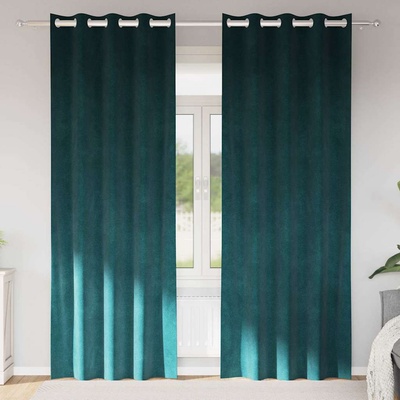 vidaXL Затъмняващи завеси 2 pcs Тъмен зелен 140 x 225 cm Кадифе (4107210)