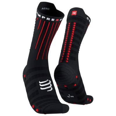 Чорапи за колоездене Compressport Aero Socks Cycling socks - Black / Red - размер T1 (201-8983-0111)