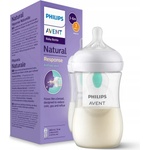 Avent Natural Response priehľadná fľaša s cumlíkom s ventilom AirFree 260 ml
