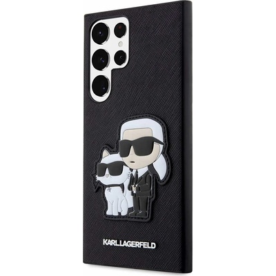 KARL LAGERFELD Saffiano Karl and Choupette NFT Case - дизайнерски кожен кейс за Samsung Galaxy S23 Ultra (черен)
