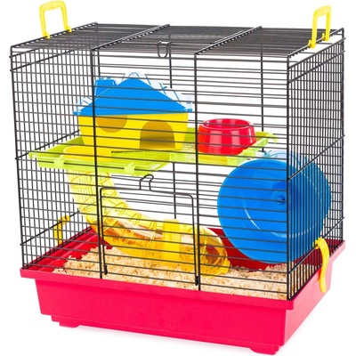 INTER-ZOO Pet Products Клетка за гризачи TEDDY 1 COLOR с тунел 36 x 24 x 37 cm ЧЕРВЕНА