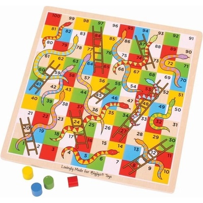 Bigjigs Toys - Дървена игра - Змии и стълби