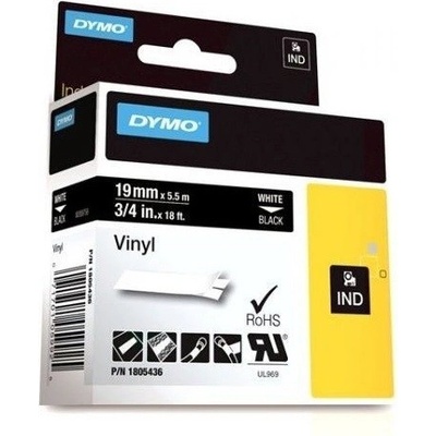 páska DYMO 1805436 PROFI D1 RHINO White On Black Vinyl Tape (19mm)