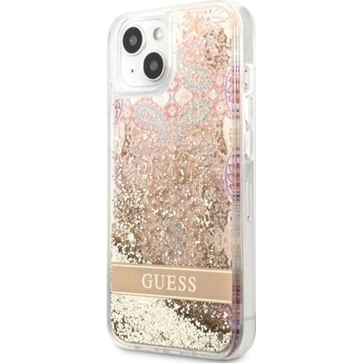 Púzdro Guess Liquid Glitter Paisley iPhone 13 mini Zlaté