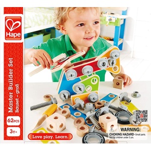 Hape Дървена игра за сглобяване Hape - Самолет, 62 части (H3081)