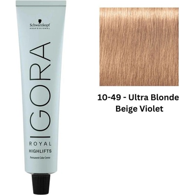 Schwarzkopf Igora Royal Highlifts 10-49 platinová blond béžová fialová 60 ml