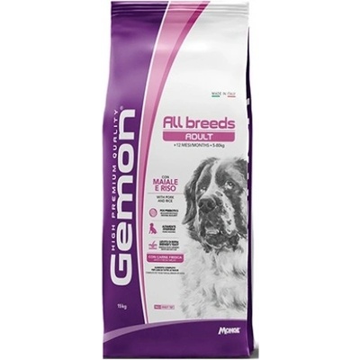 Gemon DOG Adult With Pork And Rice - Пълноценна суха храна за пораснали кучета от всички породи със свинско и ориз 15 кг, Италия - 6258
