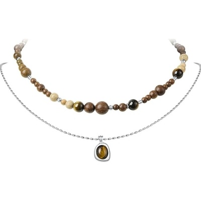 JAY Sada dvou náhrdelníků JAY-9228-ZS51341(4) Hnědá
